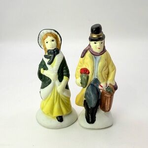 Vintage Lemax Victorian Couple Christmas Village Ceramic Figurines 2.8” Set of 2